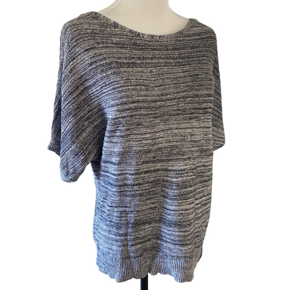 Women's LOFT Gray & White Striped Sweater Size M